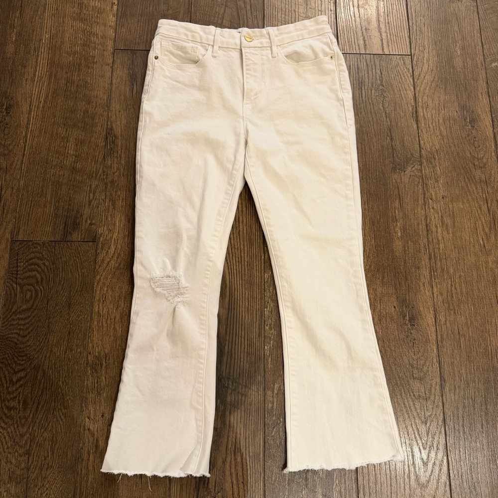 Frame Denim White Le Crop Mini Boot Jeans
